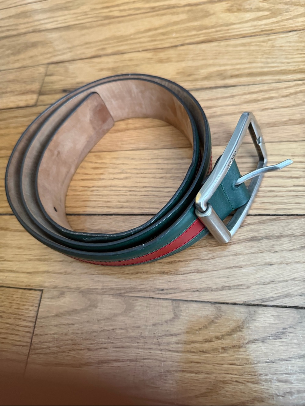 Gucci Men's Green and Red Leather Belt
